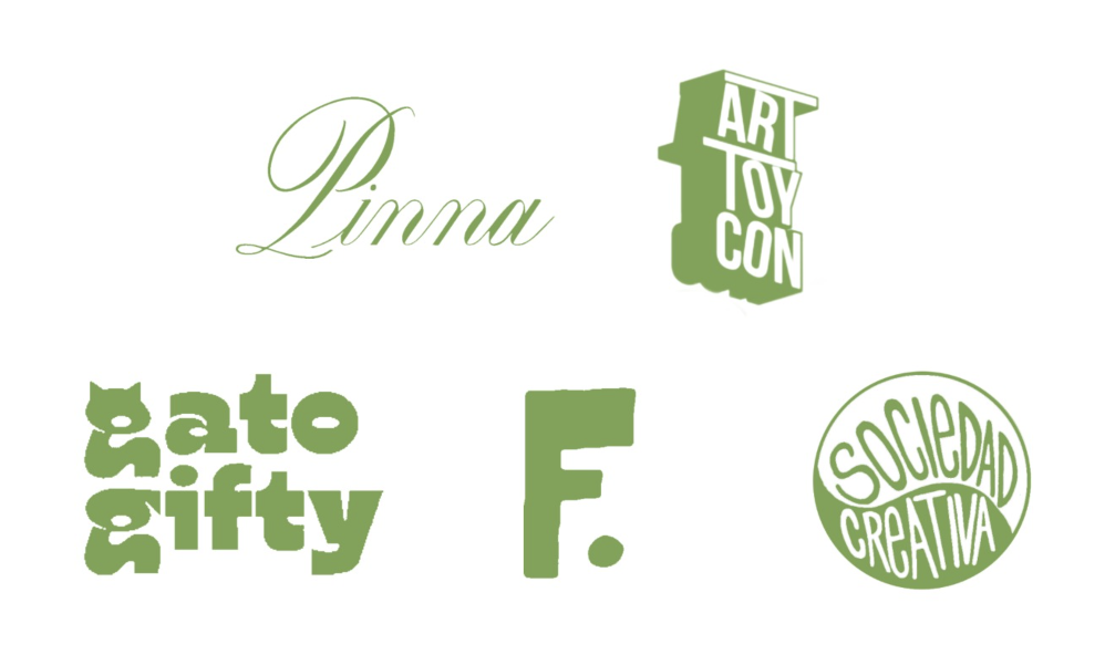 Logos de Pinna, Art Toy Con, Gato Gifty, F. y Sociedad Creativa