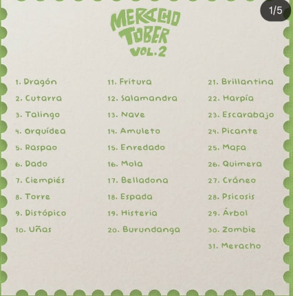 Lista oficial de las 31 palabras de Merachotober Vol. 2